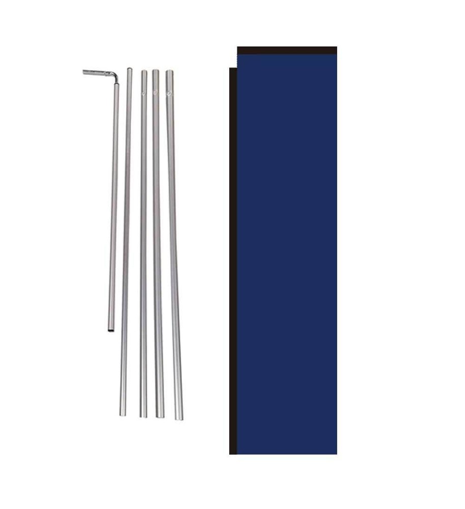 Solid Blue Colored 15' Advertising Rectangle Feather Banner Flag w/ pole+spike