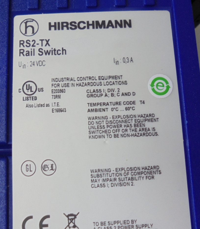 Hirschmann RS2-TX 8 Port Rail Switch