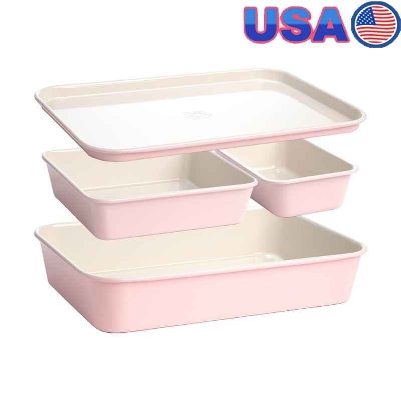 4 Piece Nonstick Bakeware Set Nesting Cookie Sheet Roasting Pan Cake Loaf Pan US