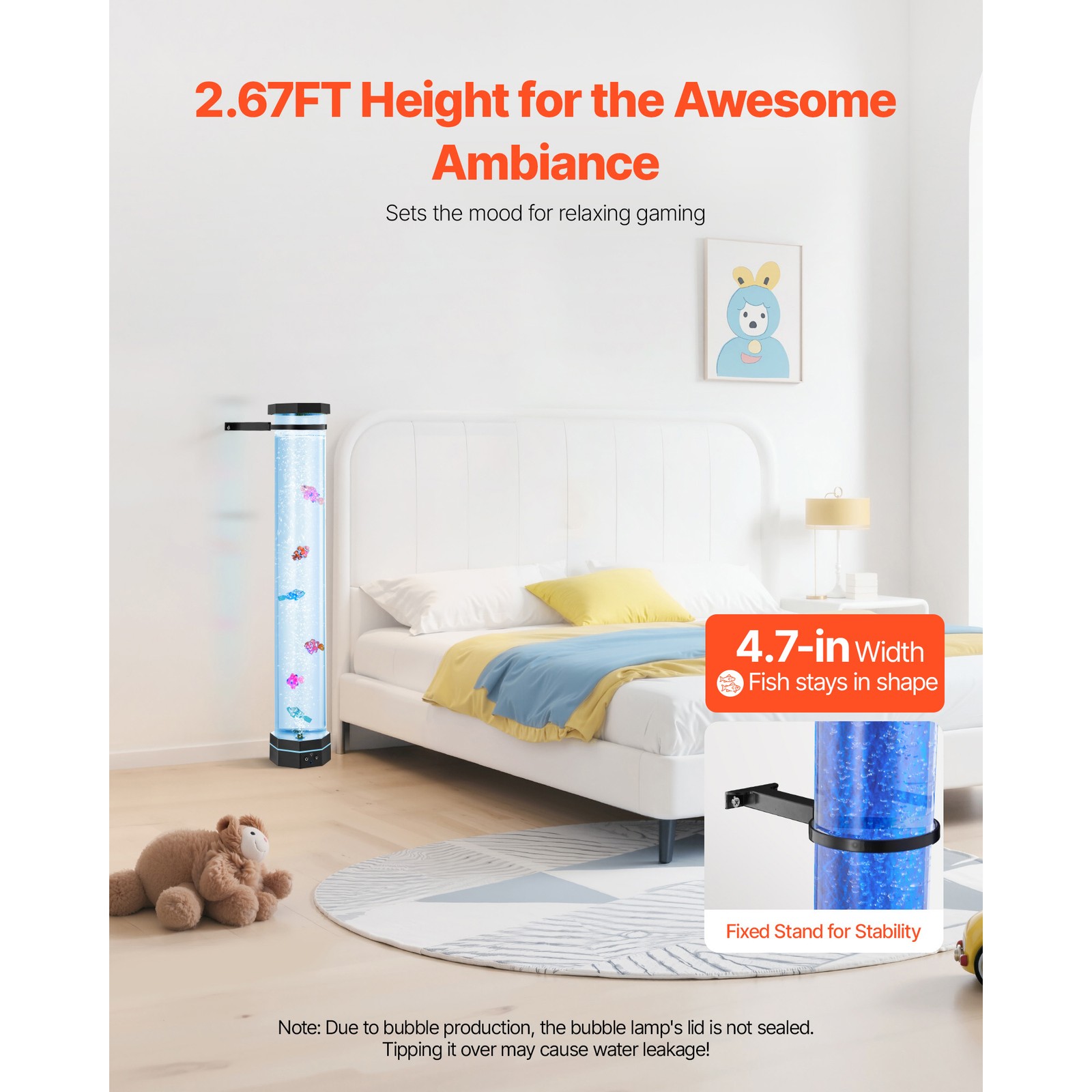 Bubble Tube Lamp 16 Color 2.67 ft Sensory Aquarium Lamp for Relief Calming