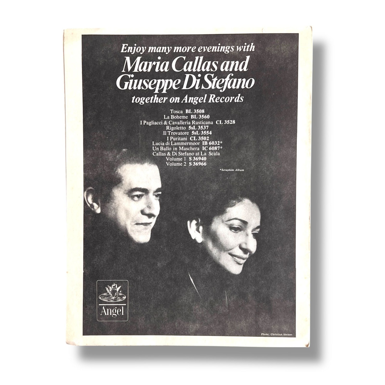 1974 An Evening with Maria Callas & Giuseppe Di Steffano Program Washington DC