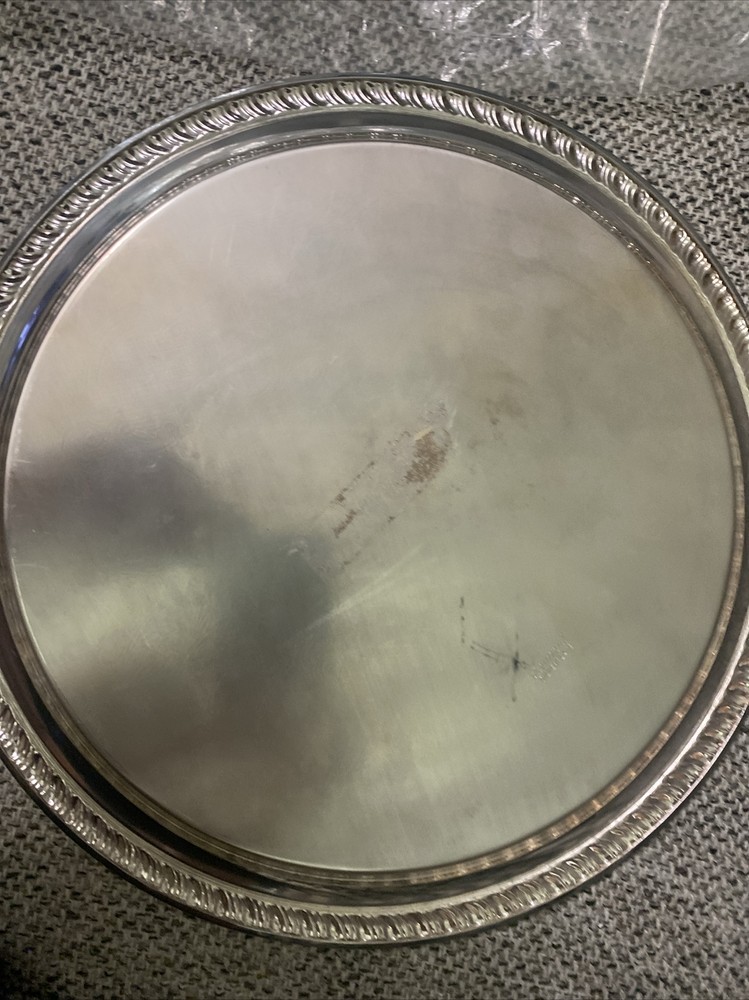 Leonard Silver Plated Tray Round 12" Diameter Tray Silverplate Pineapple Pattern