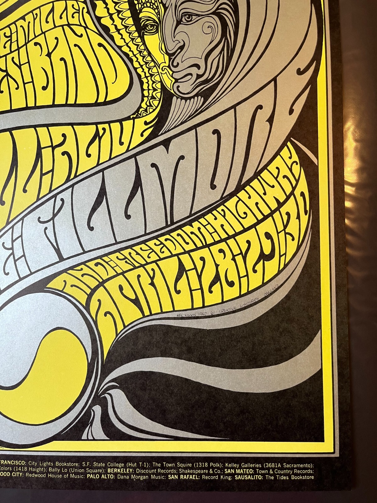 1967 BG-61 Buffalo Springfield Concert Poster Bill Graham Wes Wilson