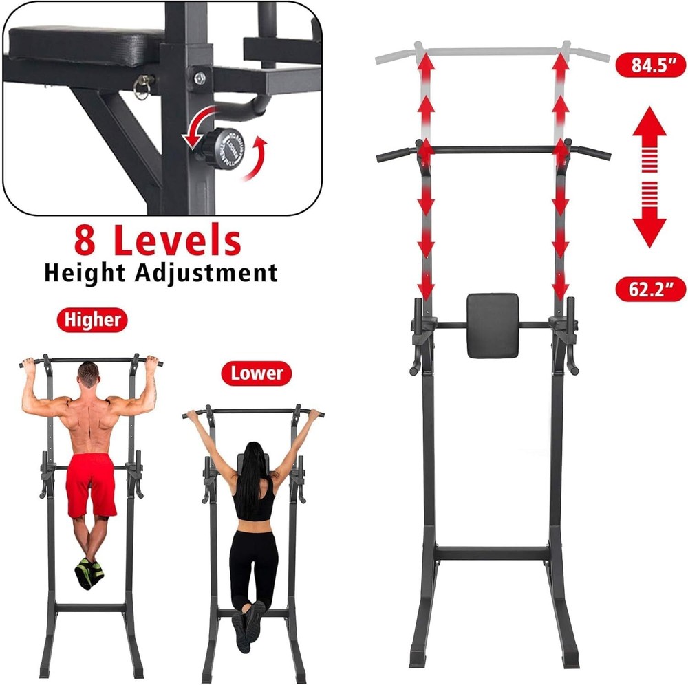 Power Tower Multi-Function Strength Training Dip Station Pull Up Bar Adjustable
