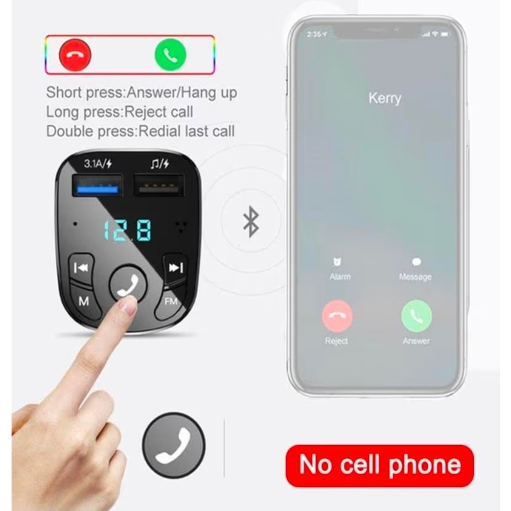 FM Bluetooth Transmitter for Car, Wireless, Car Kit MP3 Player