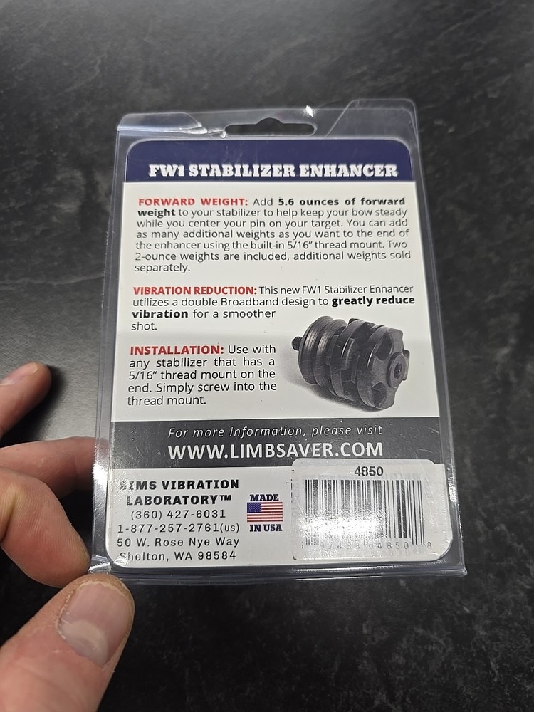 NEW! Limbsaver FW1 Stabilizer Enhancer Node, Black, 4850 FOR Compound Bow