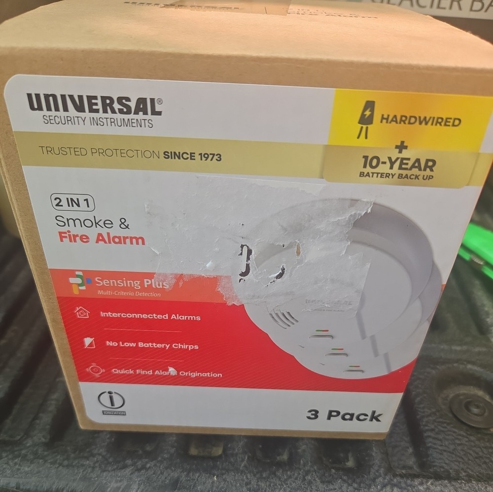 Universal Security 3 Pack Hardwired Smoke Detector W/ Ionization Sensor