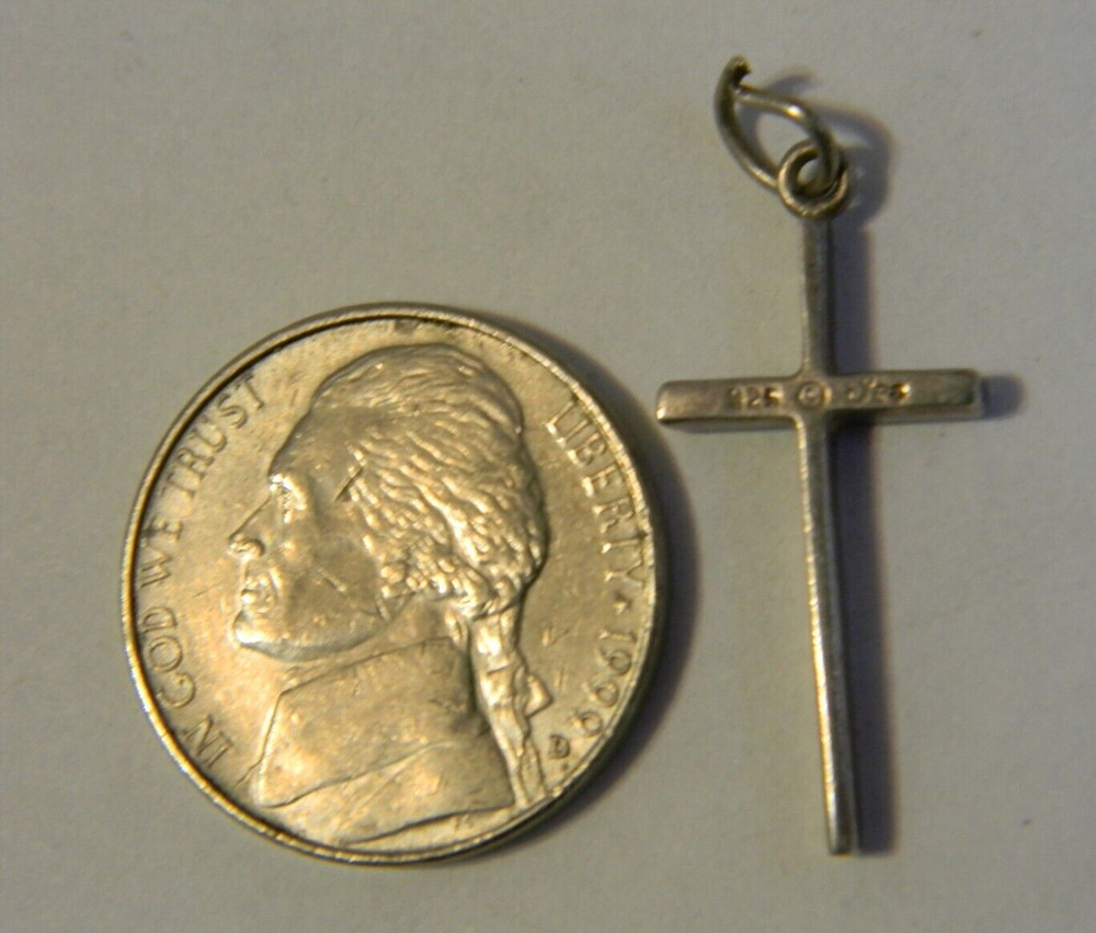 Sterling silver 925 religious cross plain squared pendant