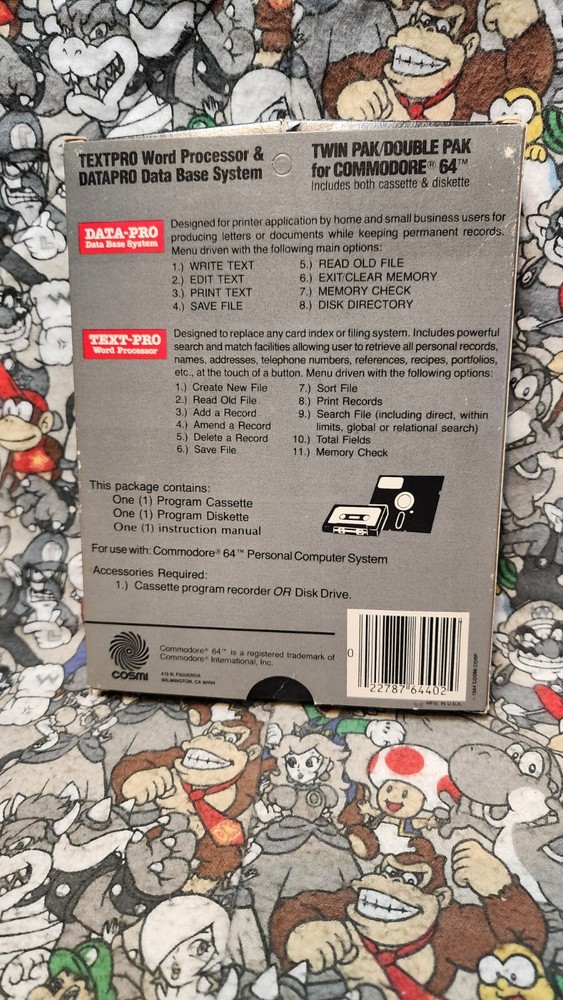 TEXT-PRO Word Processor & DATA-PRO DataBase System for Commodore 64/128 English