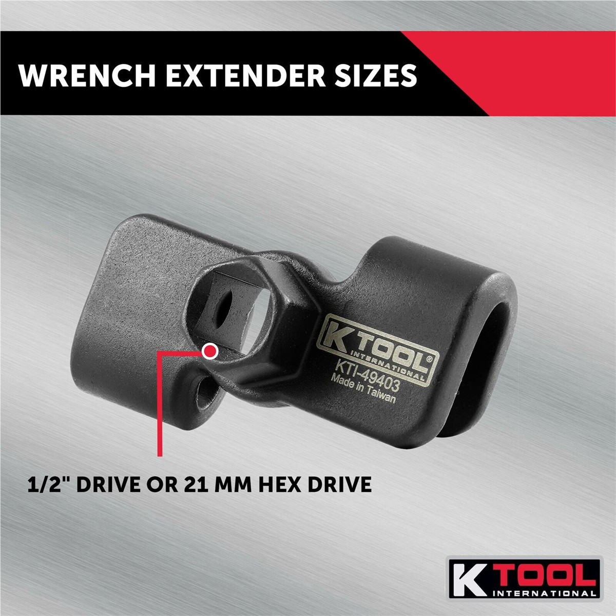 K Tool 49403 Universal Wrench Extender, Torque Enhancer, Hex Drive