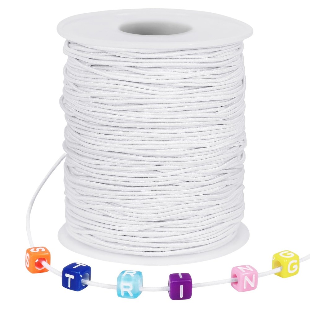 White Elastic String, 328 Feet 1mm Stretchy Bracelet String Bead 1MM,