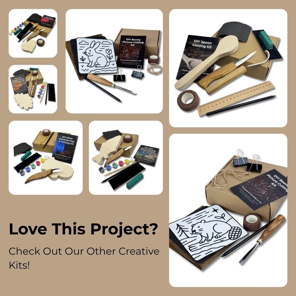 Spoon Carving Kit for Beginners. DIY Carving Set with Hook Knife & Tools.