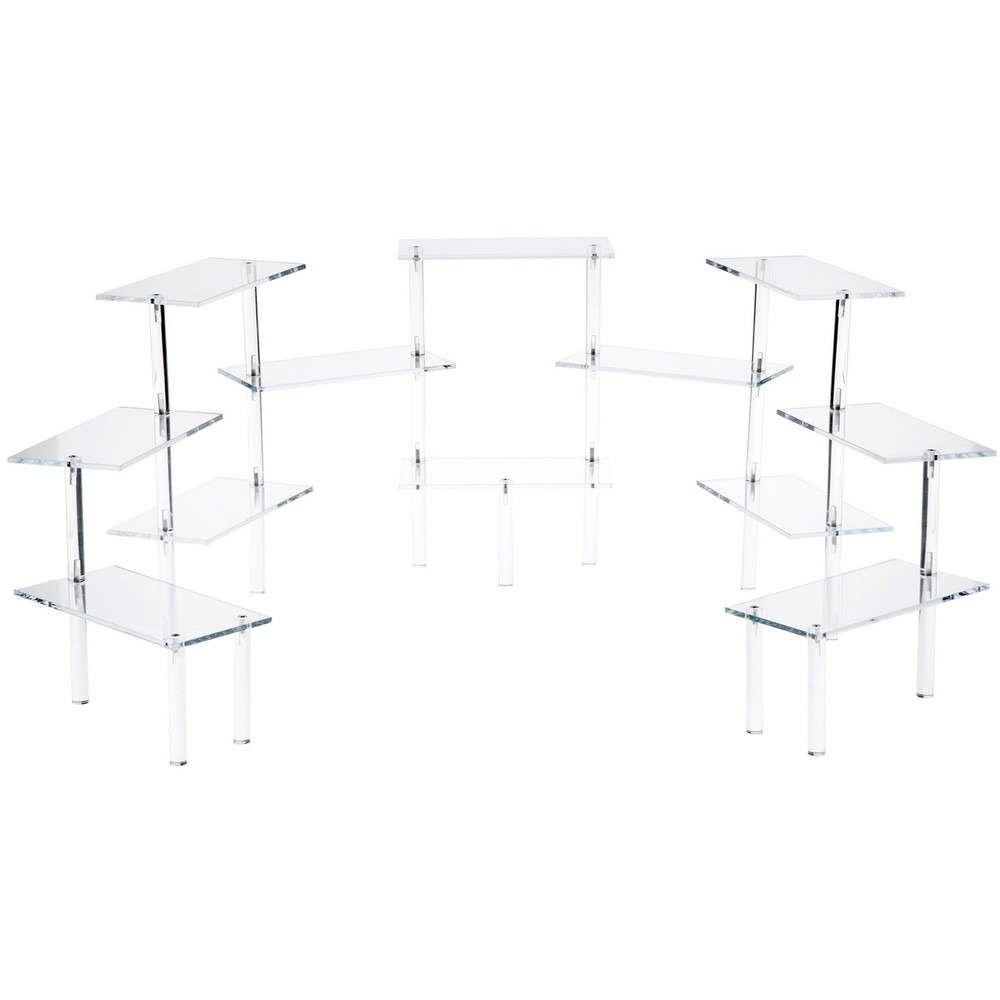 Plymor Clear Acrylic Rectangular 12-Platform Multi-Item Riser, 14.375" H x 73" W