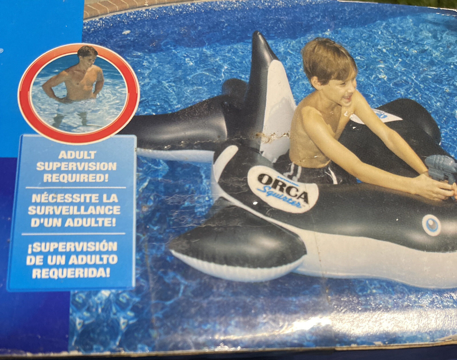 SWIMLINE Water Sports Inflatable Blowup Orca Squirter Squirt Pool Toy NEW Ride