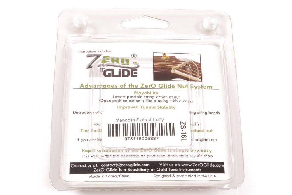 Genuine Zero Glide ZS-16L Slotted nut replacement system for Lefty Mandolins