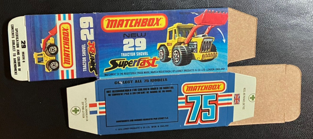 Matchbox Superfast #29 Tractor Shovel Type K Repro Box