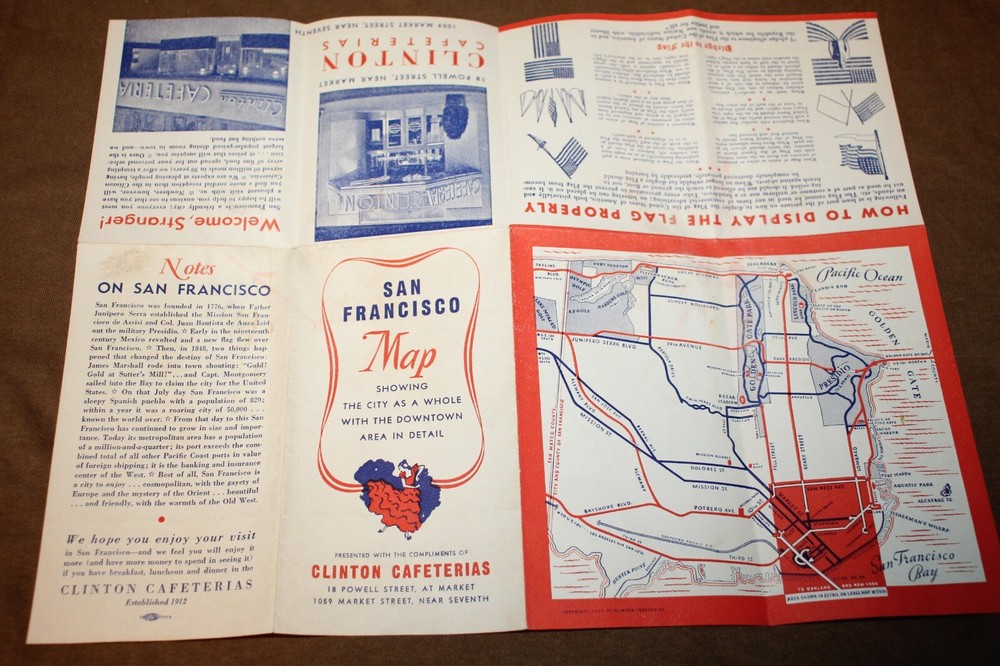 Two Original WW2 Wartime U.S. Homefront San Francisco Map for Service Members