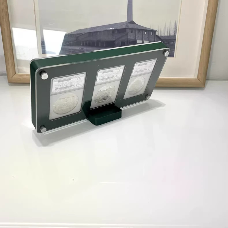 3 Grids Colored Desktop Display Frame Protective Case For NGC/PCGS Holder