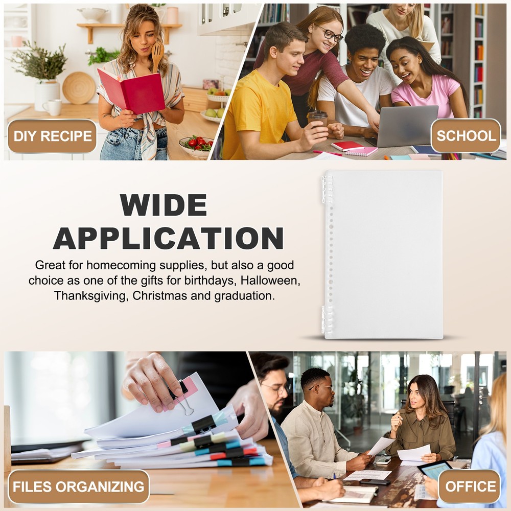 12 Pack B5 22 Mil Plastic Notebook Binder Covers with Binding Comb, White