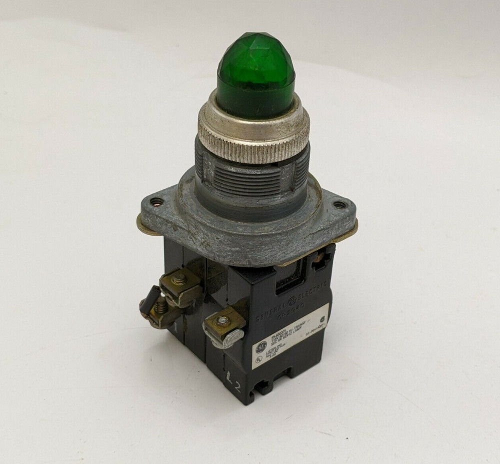GE 55-650375 Green Pilot Light Pushbutton Indicator Light Control Panel Equip