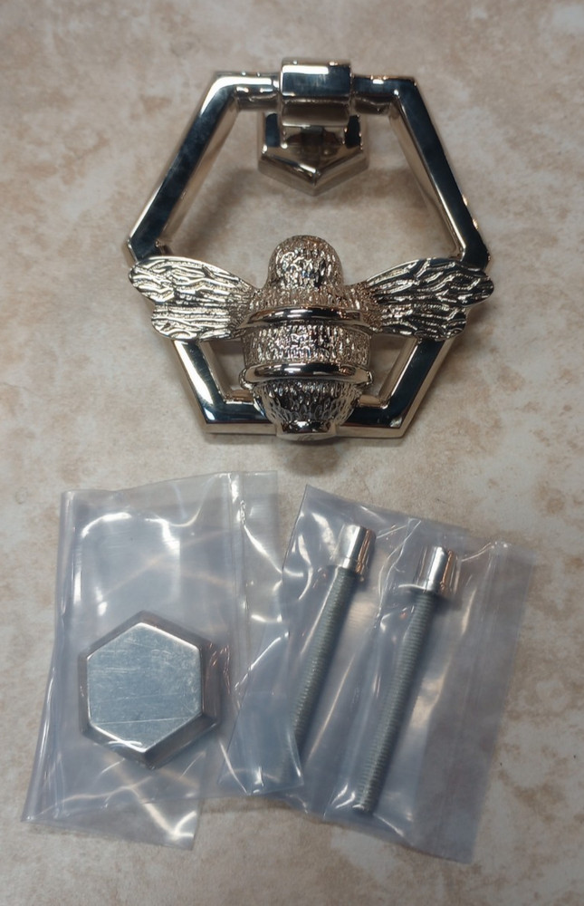 Decorative Solid Brass Bee Honeycomb Hardware Door Knocker Polished Nickel
