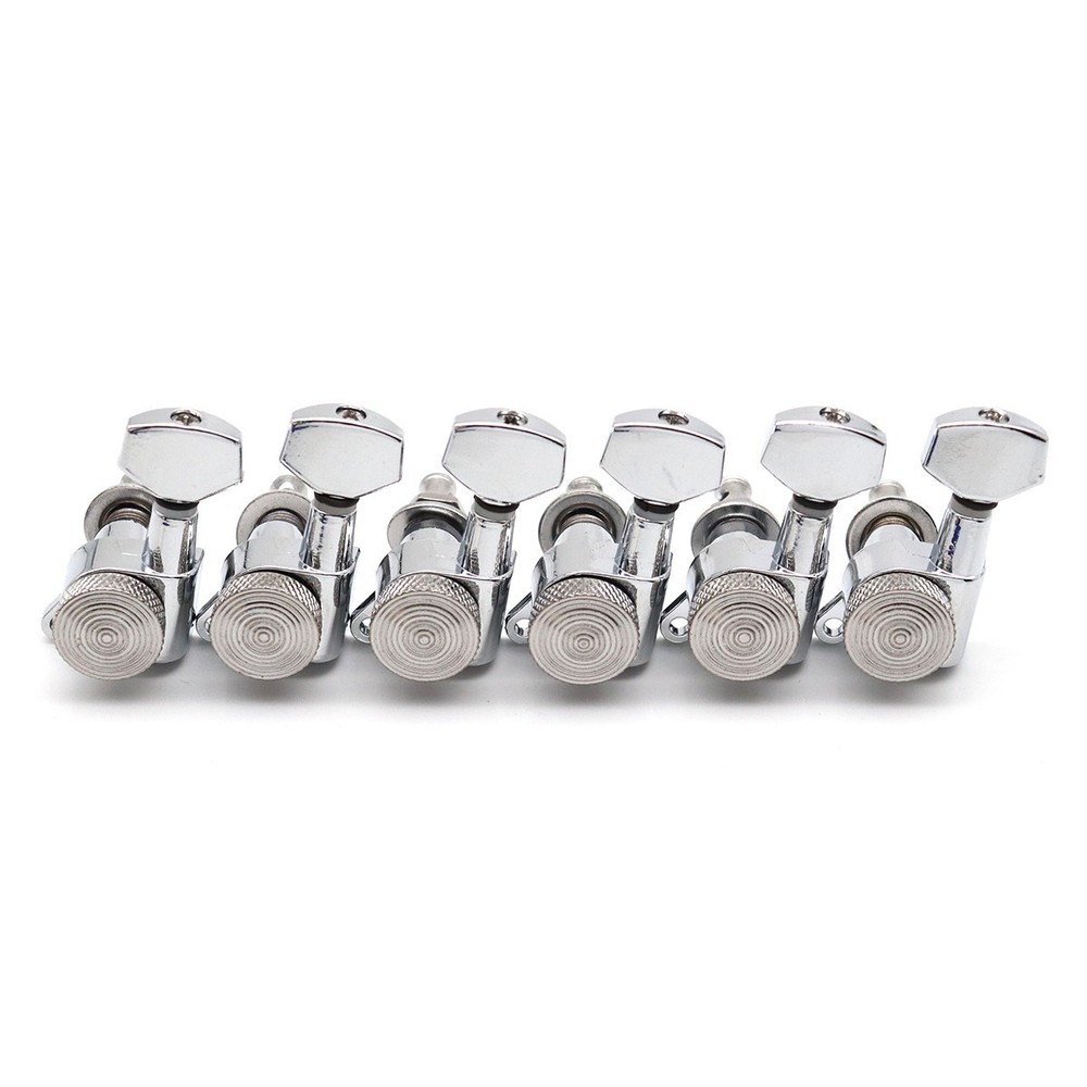 6L inline Guitar Threaded Locking Tuners String Tuning Pegs Machines Head,Silver