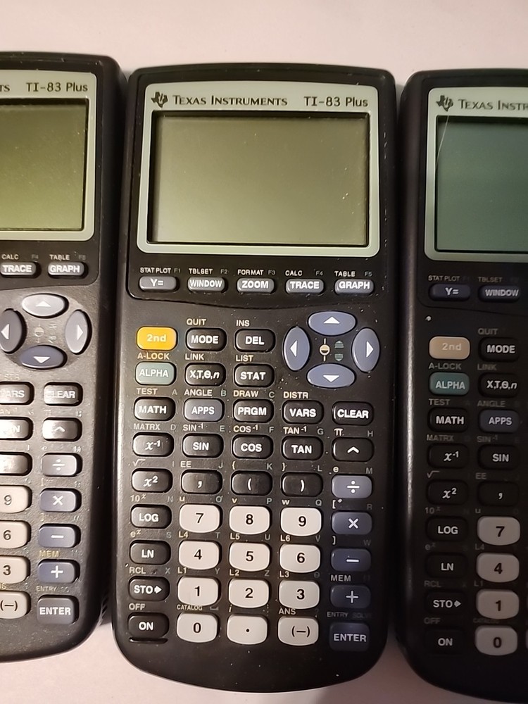 5 - Broken Texas Instruments TI-83 Plus Graphing Calculators - No Covers