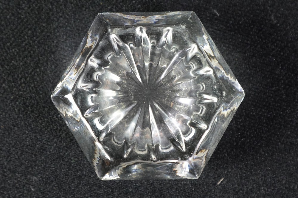 4 Antique EAPG 6-Sided Open Salt Cellars Dips Star Burst