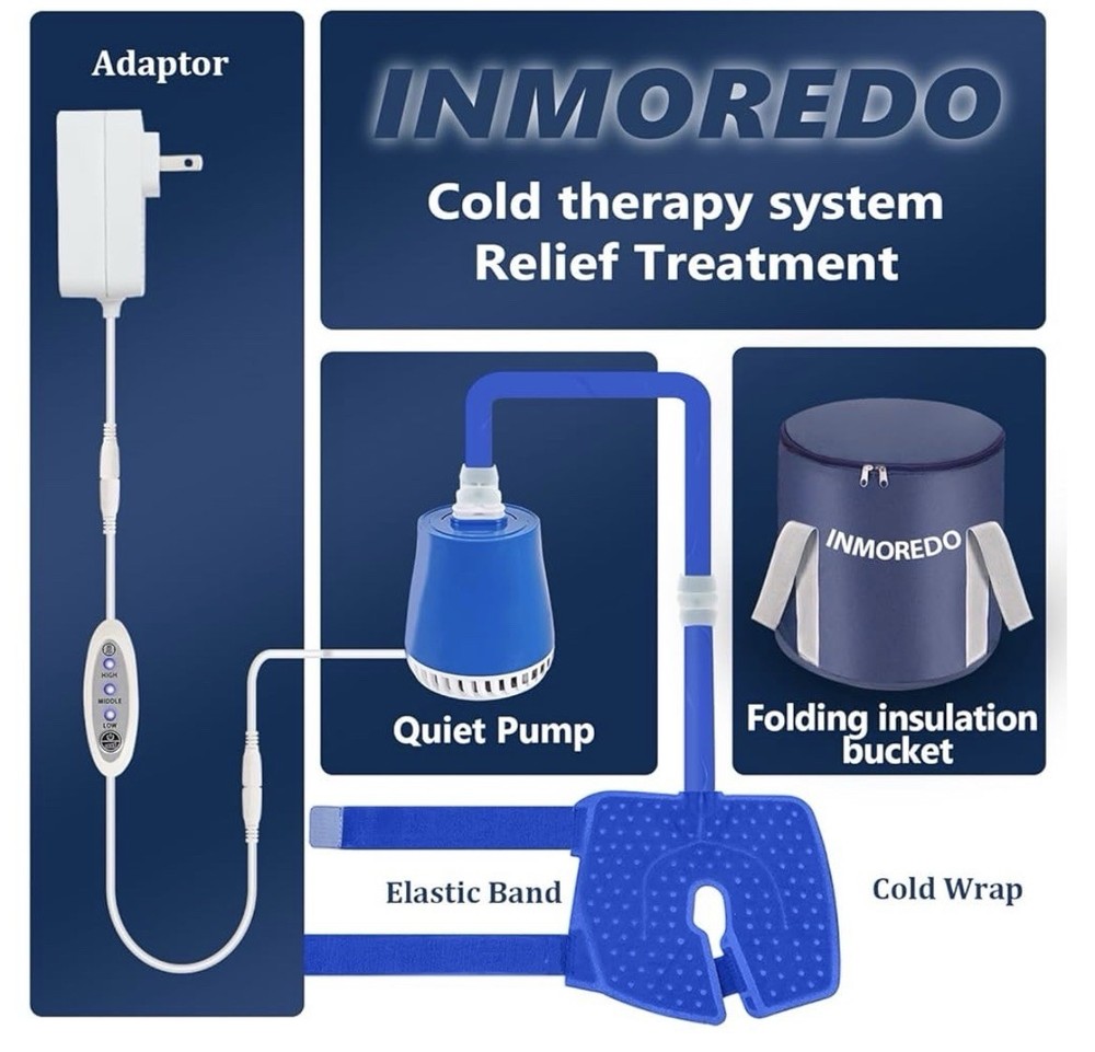 INMOREDO Cold Therapy System Programmable Knee Pad Pain Relief Blue