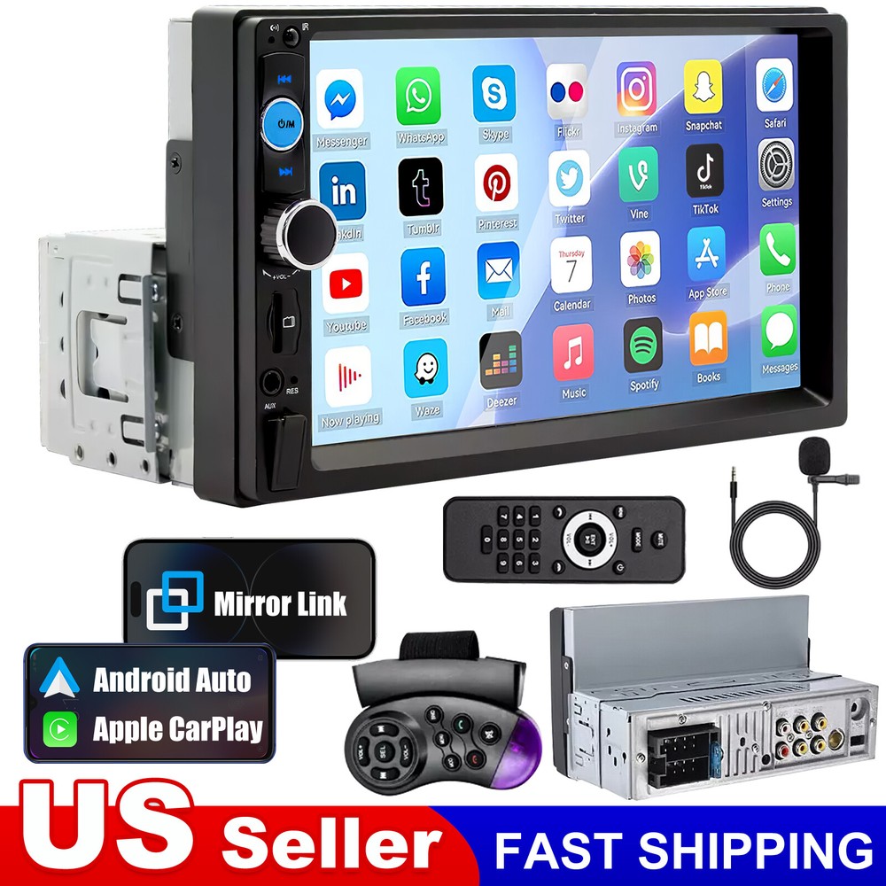 7"Single 1Din Touch Screen Stereo Bluetooth Car Radio Apple Android Carplay GPS