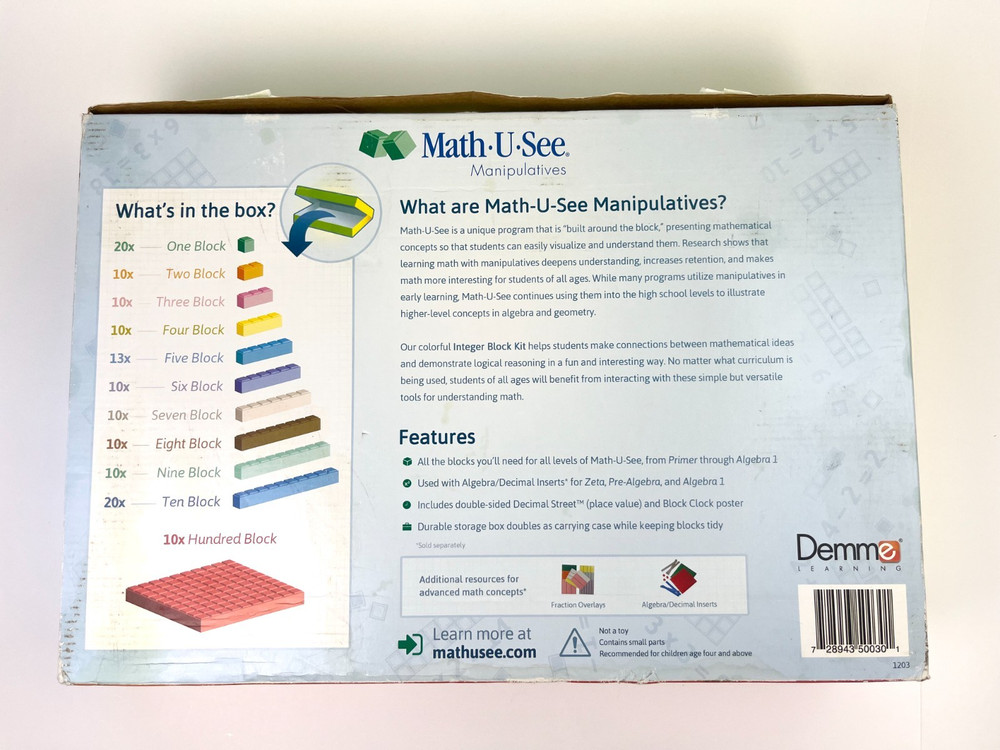 Math U See Integer Block Kit Manipulatives w Case Incomplete Homeschool