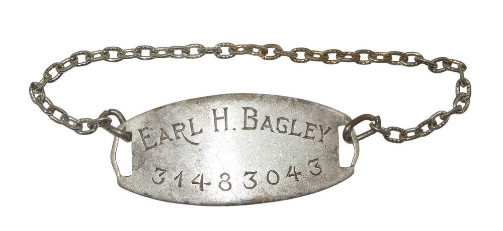 Original WWII Named US ID Bracelet Bagley 5.9 grams Sterling Silver CA11