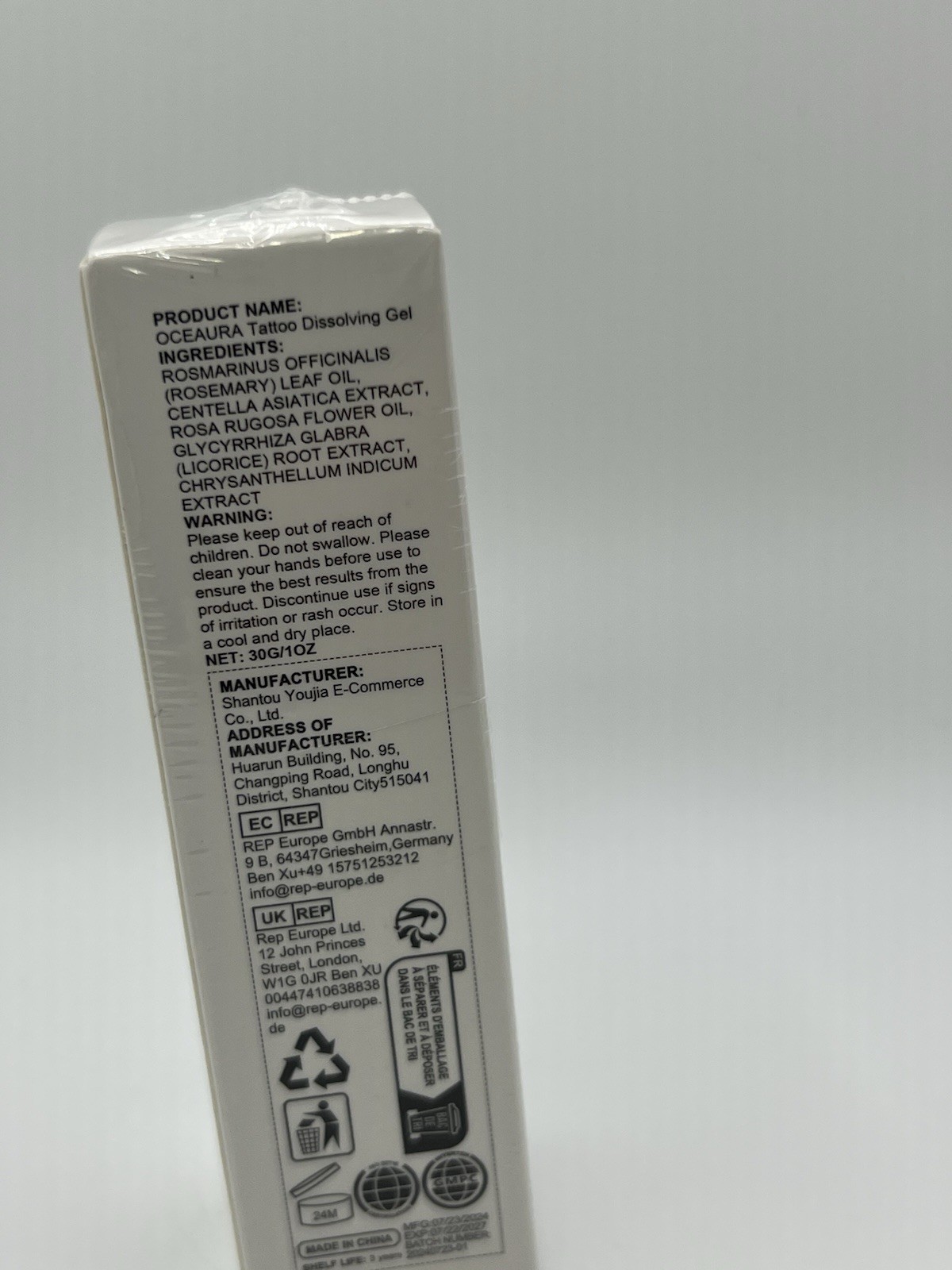 Oceaura Pure Herbal Tattoo Dissolving Gel 1oz