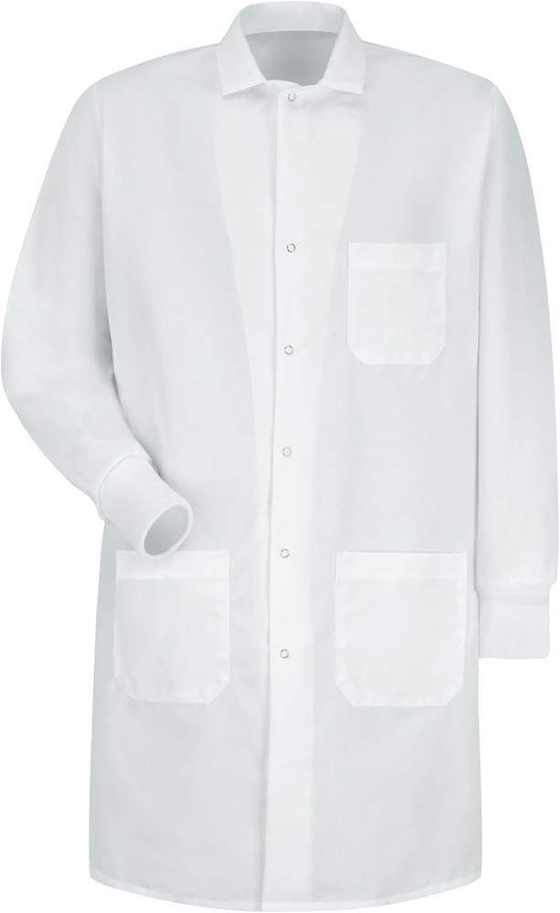 Unisex Cuffed Lab Coat, White, Snap Closure