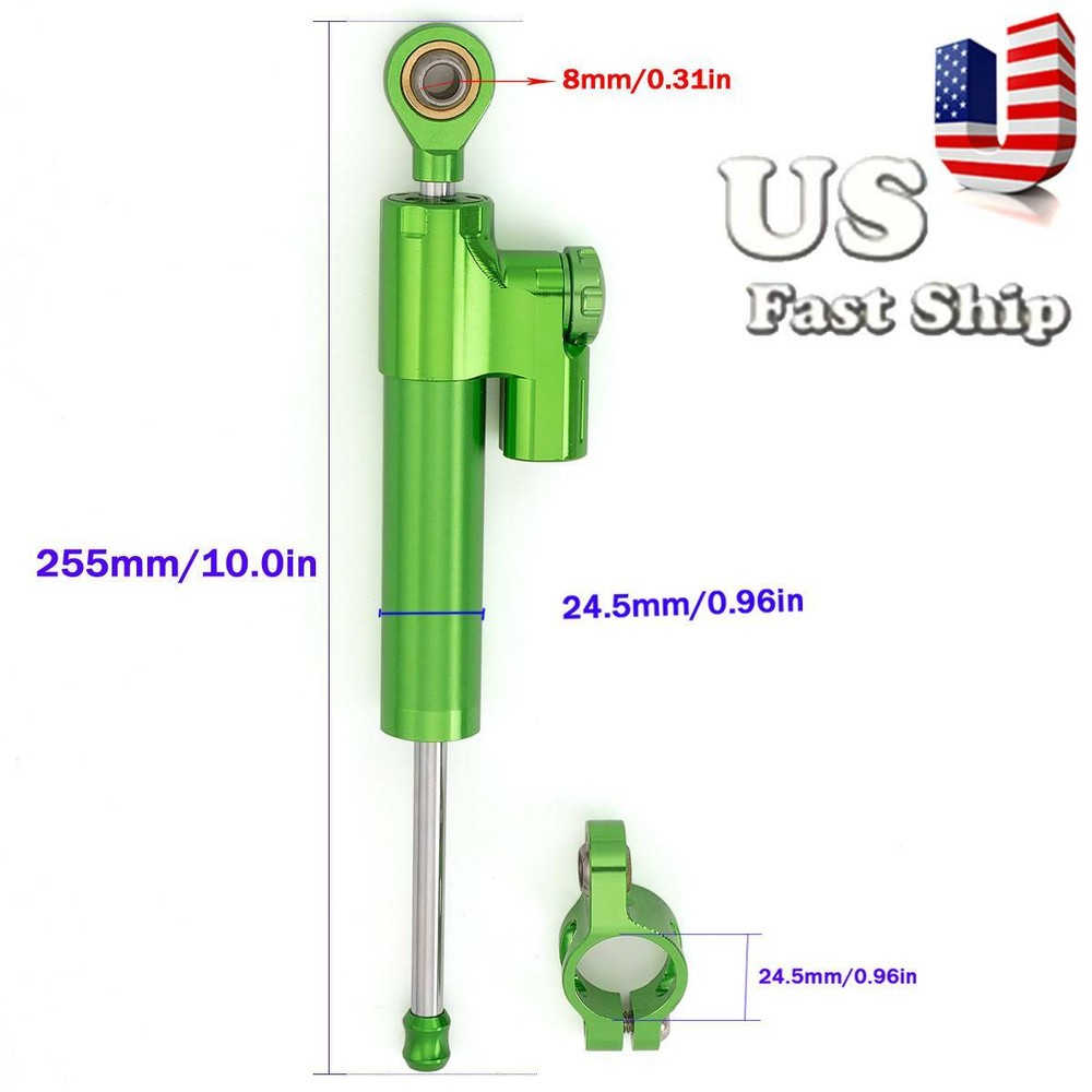 CNC Green Steering Damper Linear Stabilizer Reversed Safety Control Universal