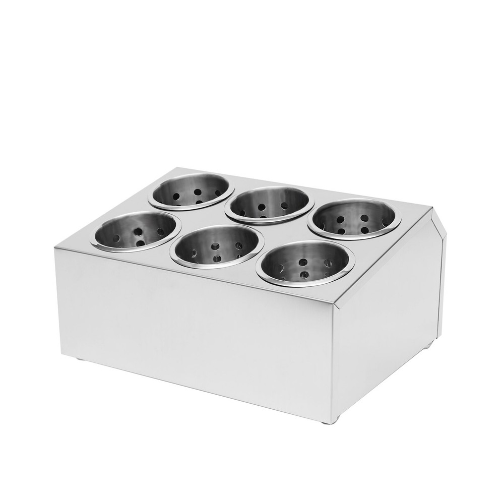 6-Grids Flatware Cylinder Holder Kitchen Utensils Storage Organizer Stainless