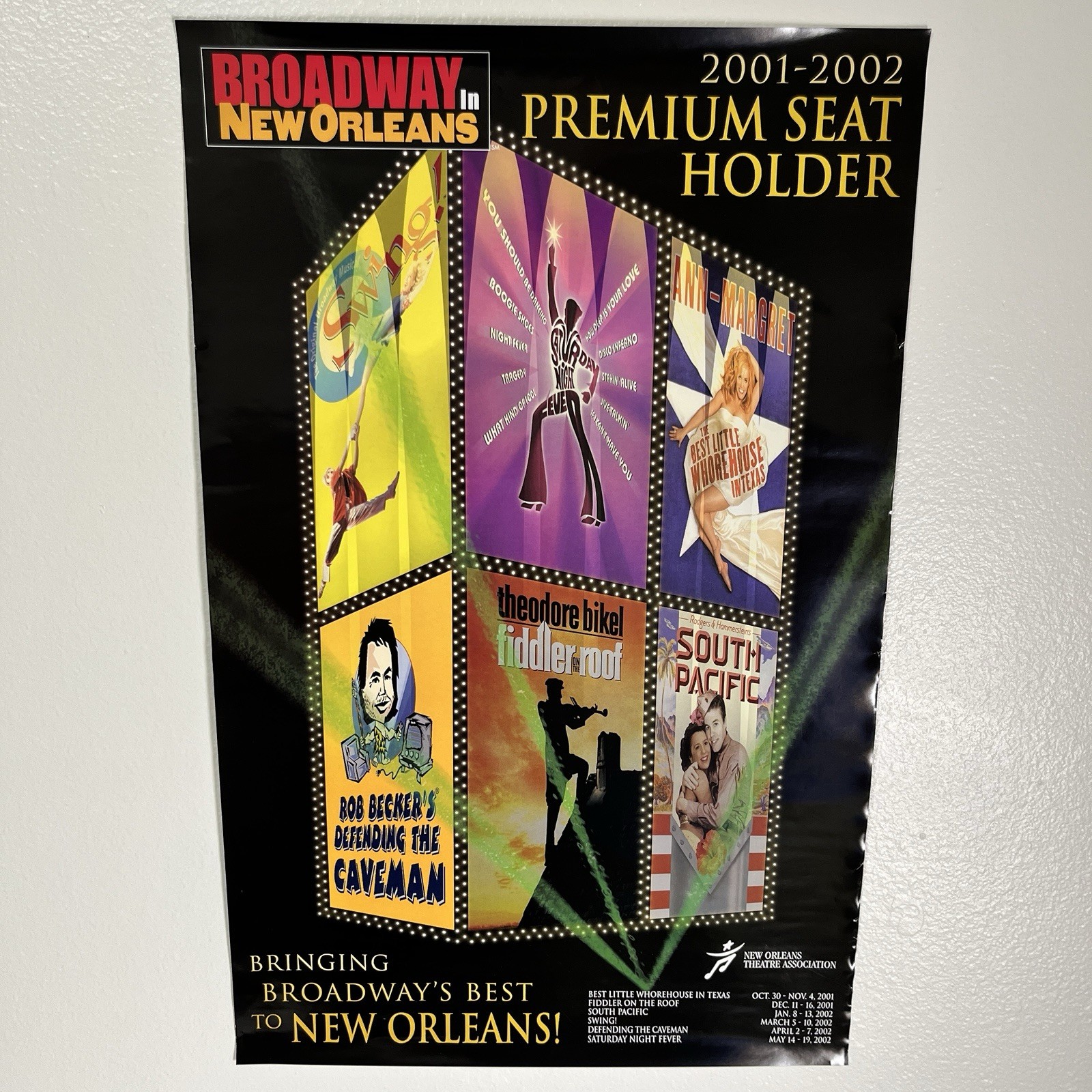 Broadway New Orleans 2001 Poster Premium Seat Holder Fiddler South Pacific