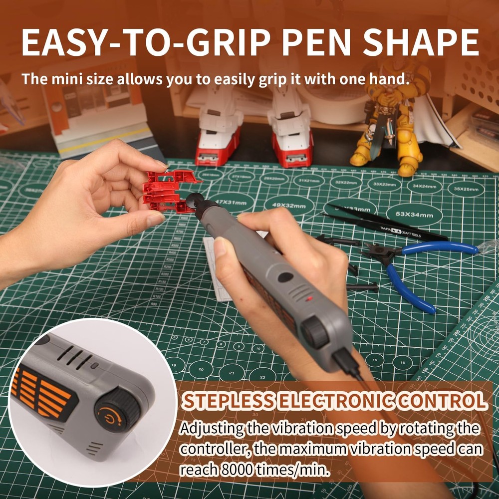 Cordless Pen Sander, Variable Speed and USB Charging with LED Light, Multi-Pu...
