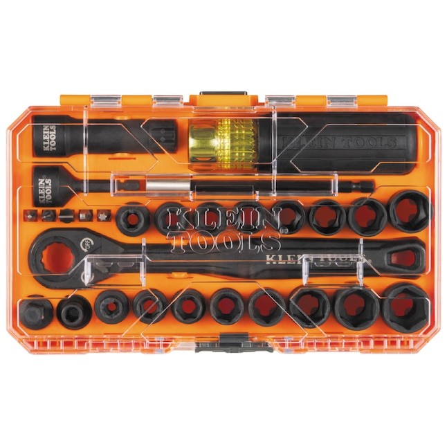 Klein Tools KNECT Essential Pass Through Impact Socket Set, SAE, Metric, 28-Piec