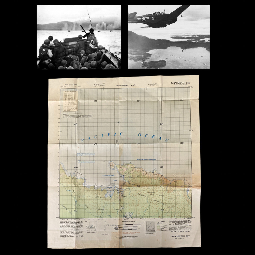 RARE!! WWII 1944 D-Day RED BEACH Tanahmerah Bay Reckless Task Force Infantry Map