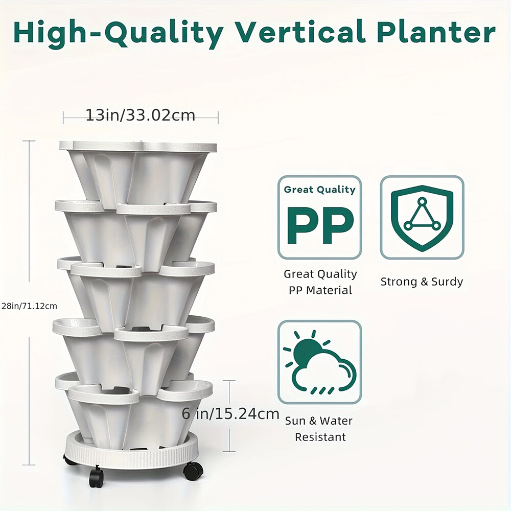 5-Tier Stackable Planters Vertical Planter Garden Flower Pot Planting Container