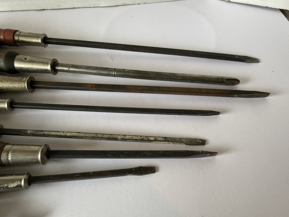 8 Vintage Wood Handled Screwdrivers