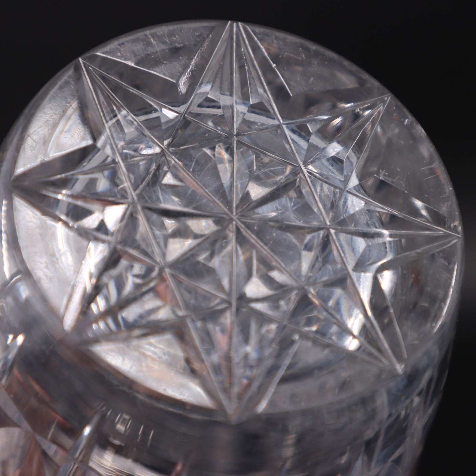 Art Deco Heavy Faceted Cut Crystal Flower Vase 8" Vintage