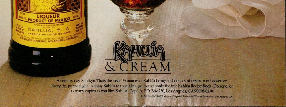 1989 Kahlua Liqueur Vintage Print Ad (L11)