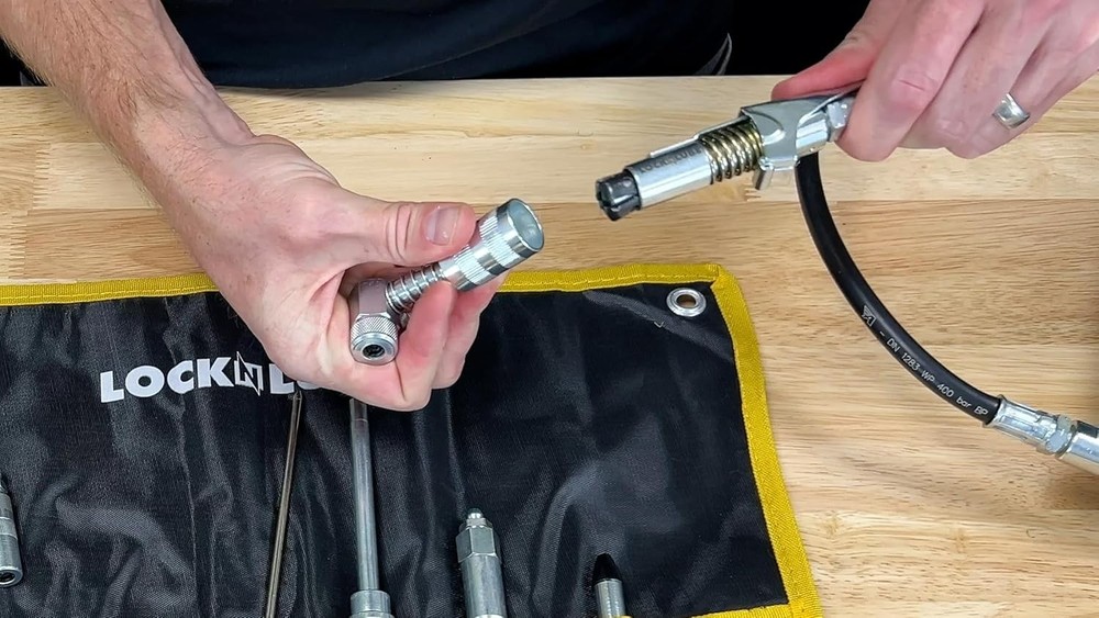 8-Piece Quick Connect Grease Accessory Kit with Rip-Stop Case for Any Fitting