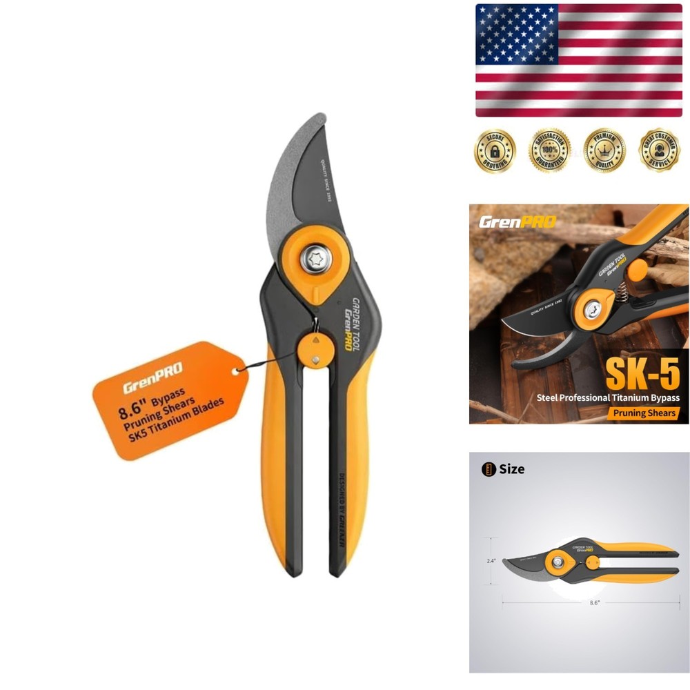 Rust-Resistant Bypass Pruning Shears - Adjustable Dual-Grip & Easy Handling