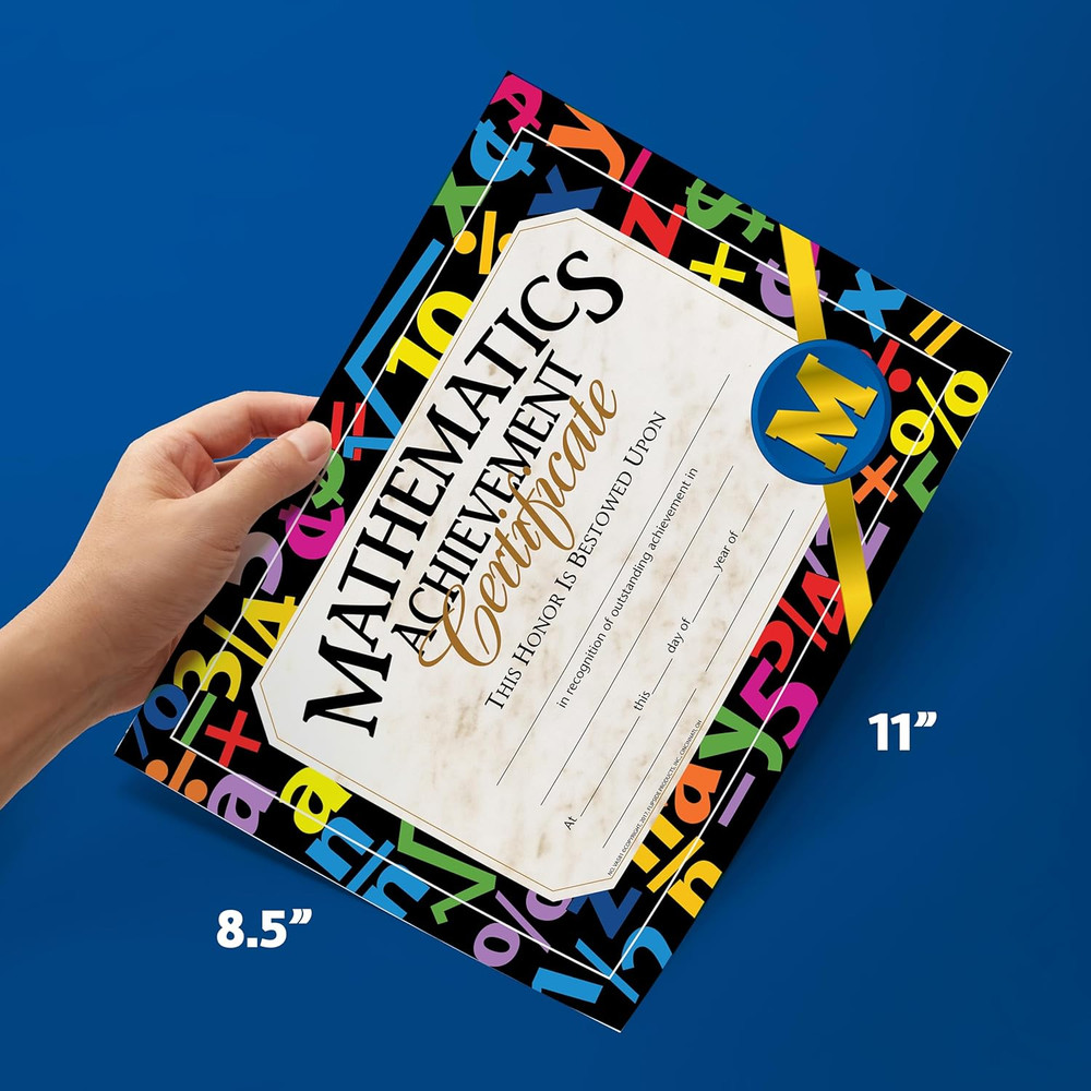 Mathematic Achievement Certificate, Math Recognition, Student Award, Incentive,