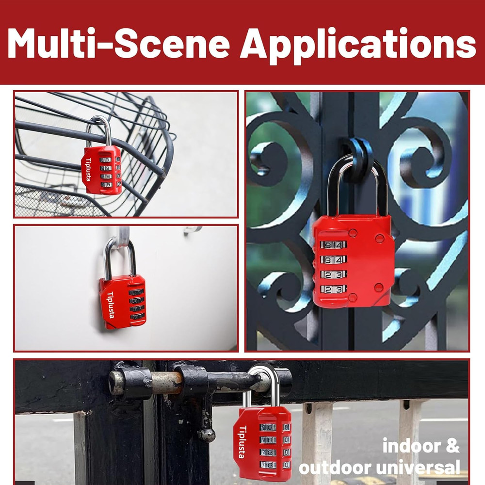 2 Pack Combination Lock, 4 Digit Resettable Padlock Lock Waterproof for Schoo...