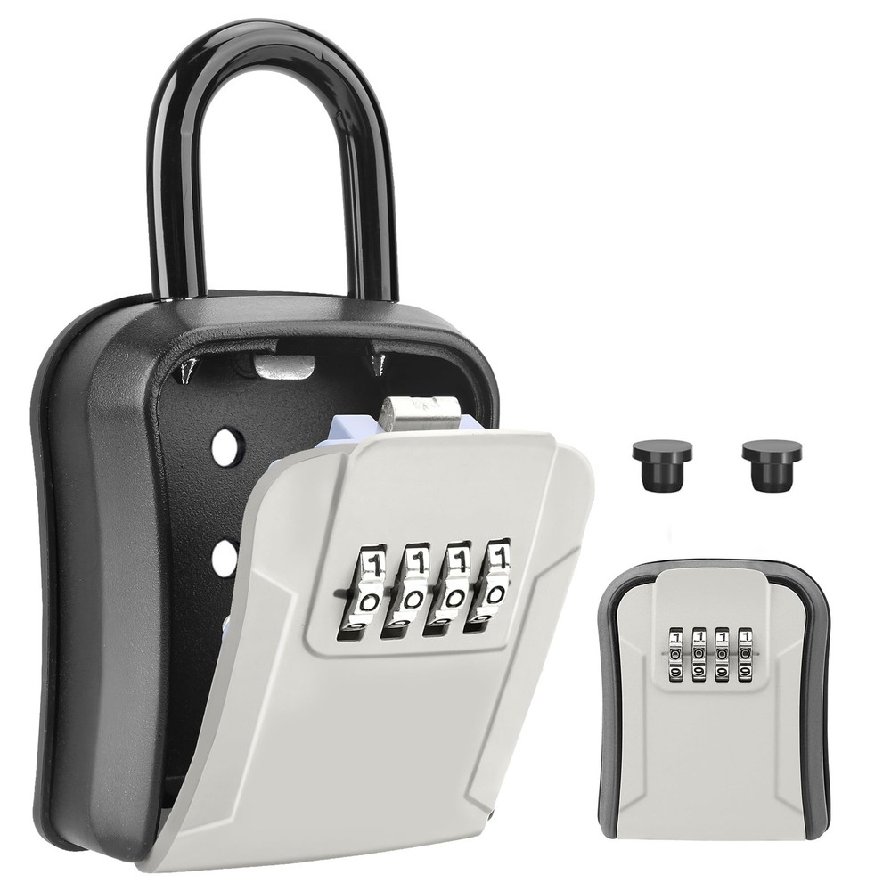 Key Lock Box Portable Waterproof 4 Digits Combination Lockbox Removable Shackle