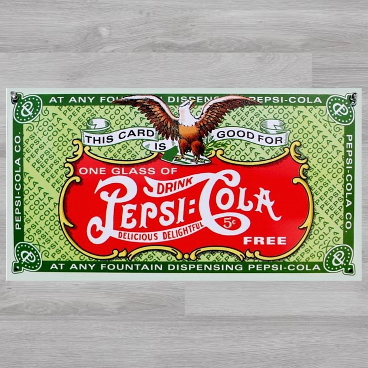 Pepsi-Cola One Glass Of Pepsi-Cola Free Ticket 16" x 9" Licensed Metal Sign